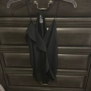 Skinny strap, black tank top